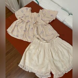 Zara Kids Floral Top and Ruffled Shorts Set
